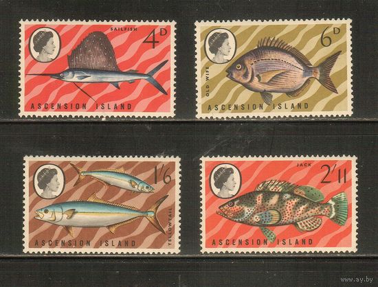 Вознесения Остров(Аскенсион)-1969(Мих.122-125) , **   ,  Морская  Фауна ,Рыбы(полная серия)
