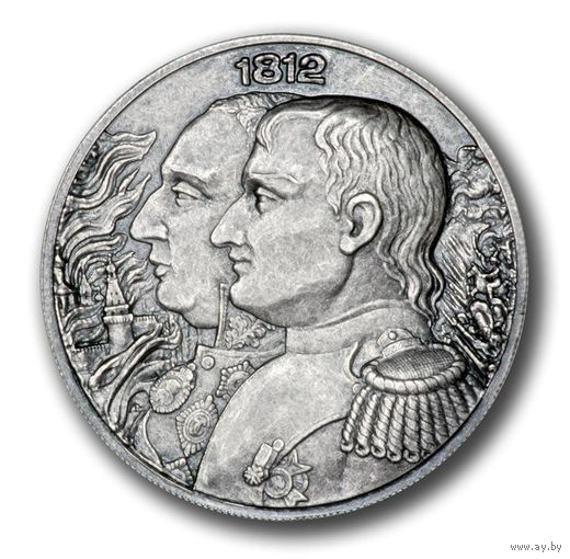 Ниуэ 5 долларов 2012г. "Война 1812г. Наполеон I Бонапарт". Монета в капсуле; деревянном подарочном футляре; номерной сертификат; коробка. СЕРЕБРО 62,20р.(2 oz).