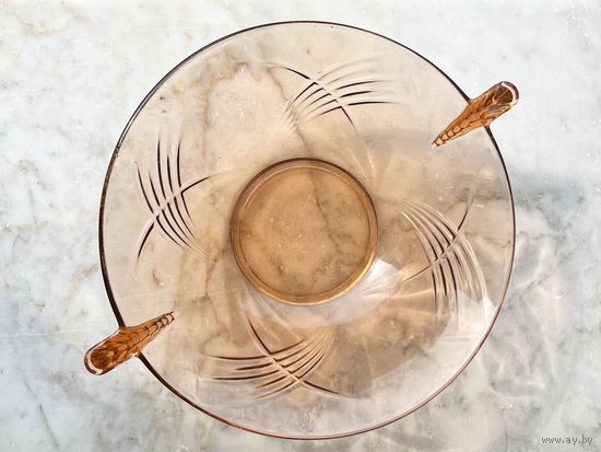 Блюдо ваза для фруктов Huta Niemen J Stolle стекло 26cm