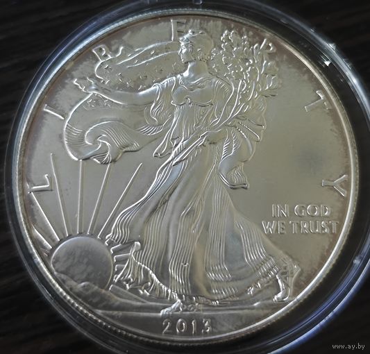 США 1 доллар, 2013 года. Американский серебряный орёл. Унция. UNC