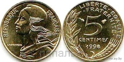 Франция 5 сантимов 1998 - aUNC