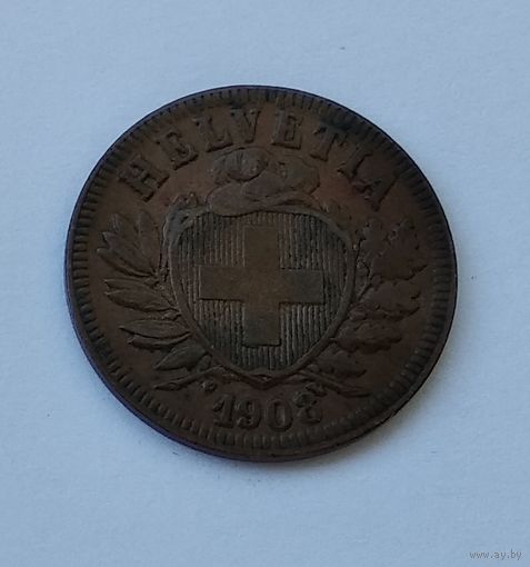 Швейцария 2 раппена, 1908 7-5-47