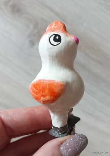 Елочные игрушки, стекло, петушок, птичка, птенец на прищепкн