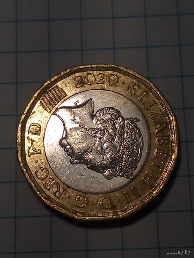 1 фунт Великобритания 2020 год.