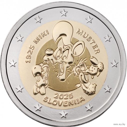 Словения 2 евро, 2025 100 лет со дня рождения Мики Мустера UNC из ролла