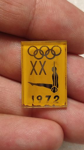 Значок знак Олимпийские Игры Мюнхен 1972 Гимнастика Стекло,200 лотов с 1 рубля!!!