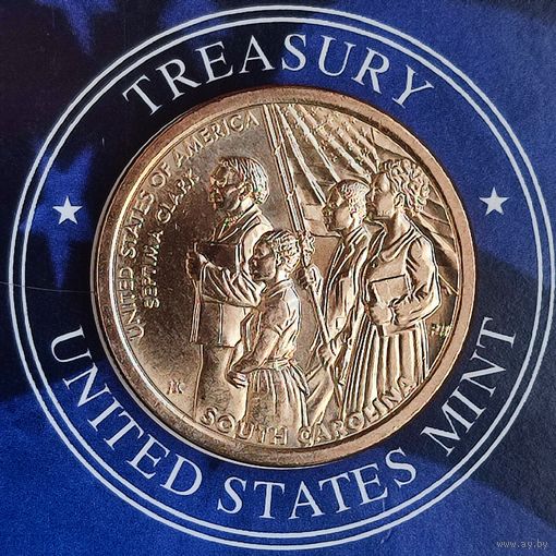 США 1 доллар 2020г. (D). Южная Каролина. Септима Пуансетт Кларк.