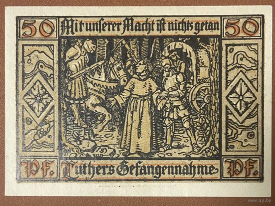 Нотгельд 50 пфеннигов 1921 год. Эйзенах. Веймарская республика