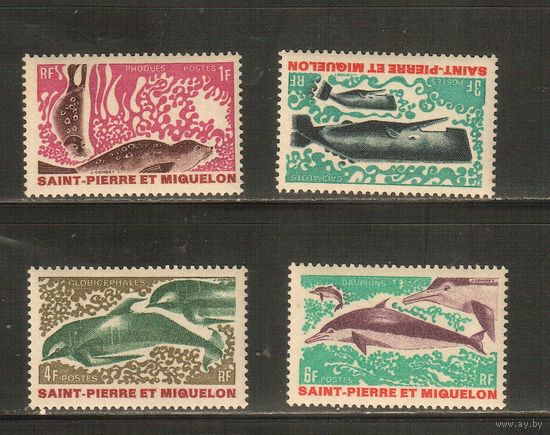 Сен-Пьер и Микелон-1969(Мих.443-446) , **  , Морская  Фауна ,  Киты, Дельфины,(полная серия)