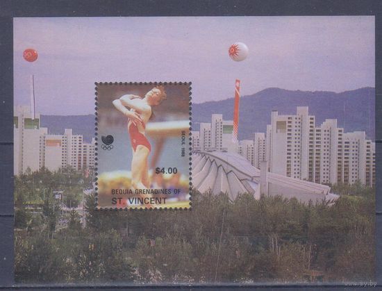 [260] Бекия,Гренадины Сент-Винсента 1988. Спорт.Летние Олимпийские игры.Женская гимнастика. БЛОК MNH