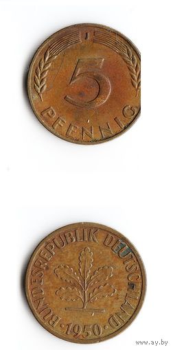 5 пфеннигов Германия 1950 года(J)