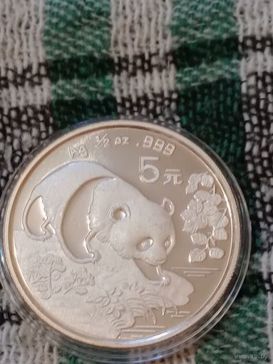 Китай 5 юаней 1994 панда серебро