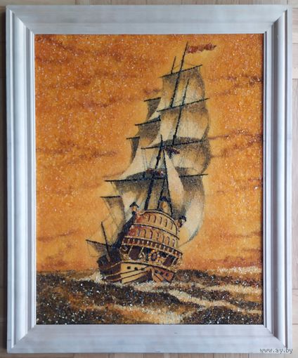 Картина из натурального янтаря 45 х 55 см в деревянной раме