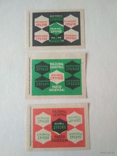 Спичечные этикетки ф.Стартас. Каунас. Литва. Почтовые индексы.1973 год