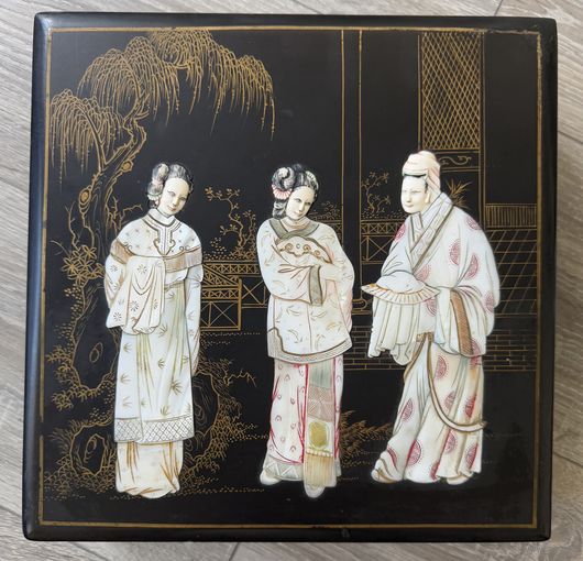 Антикварная большая шкатулка Китай 1950х