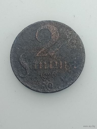 Латвия 2 сантима  1926 года .