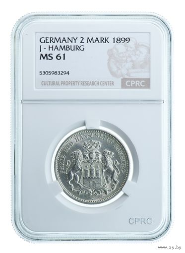 Германия. 2 марки 1899 г. Гамбург. слаб CPRC MS61