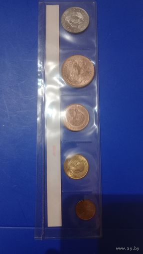 Мексика лот 5 штук 1966,67,69 unc1,5,10,20,50 сентаво