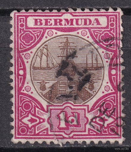 120.BrKCI. Великобритания. Колонии. Бермудские острова. Стандарт. Карабельный док. 1902 г. 1P. Mi.#22.