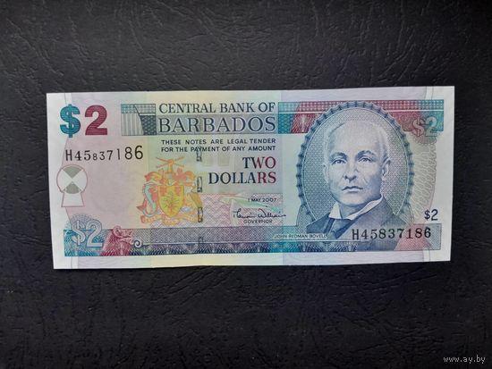 2 доллара 2007 года. Барбадос. UNC.  Распродажа.