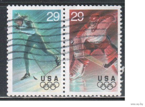 США-1994, (Мих.2430-2431) , гаш., Спорт, ОИ-1994, Хоккей