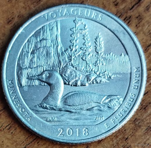 США 25 центов (квотер) 2018 г Р. Вояджерс. Миннесота.