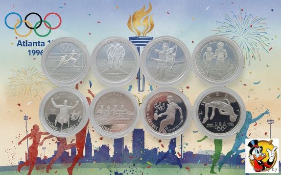 США полный набор 1 доллар 1995 года, Proof. Олимпиада в Атланте. Серебро 900! Сторгуй за свою цену, предложи обмен! S1280