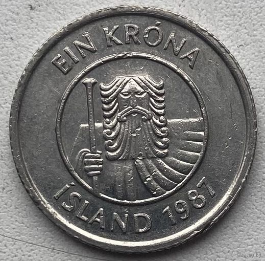 Исландия 1 крона 1987 г.