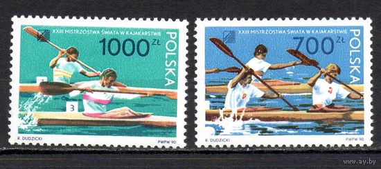 Чемпионат мира по гребле на байдарках и каноэ Польша 1990 год серия из 2-х марок