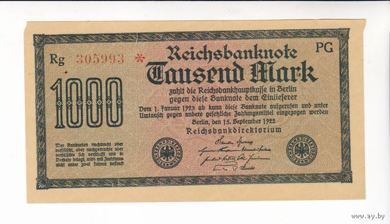 1000 МАРОК 1922 ГЕРМАНИЯ