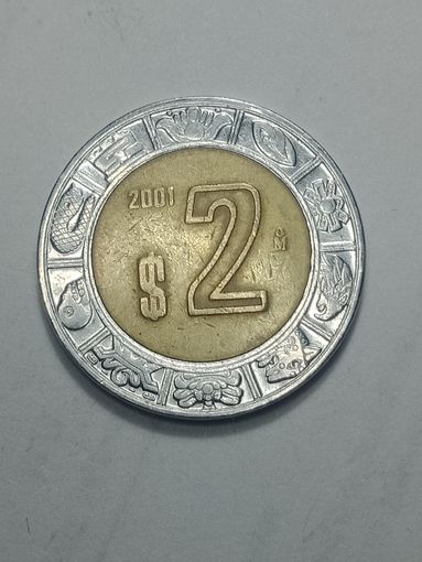 Мексика 2 песо  2001 года .
