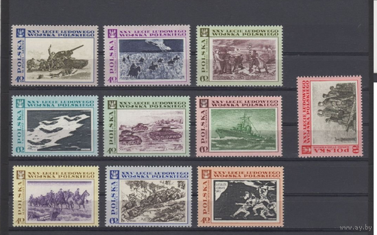 Польша 1968. Милитария. Армия. Самолёты. Корабли. Танки. Лошади. Сражения. Полная Мi.1870/81 MNH.