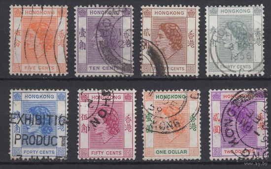Гонконг /HongKong 1954 Королева Елизавета II часть серии 8 марок SG#178//189 Used