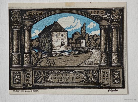 1921 год 25 пфеннигов  Германия