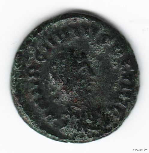 Римская Империя Флавий Аркадий 400 г. Н.Э. Бюст императора в диадеме вправо/Два легионера