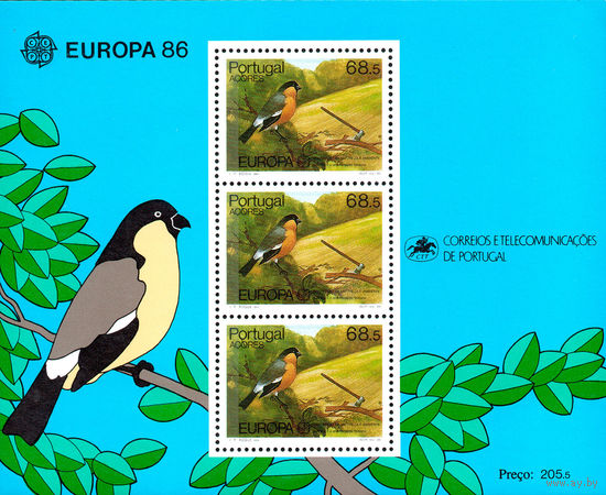 Европа. Охрана природы и окружающей среды Португалия (Азорские о-ва) 1986 год 1 блок