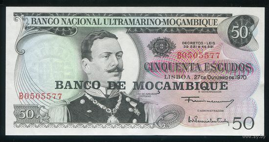 Мозамбик 50 эскудо 1970 г. P116. Серия B. UNC