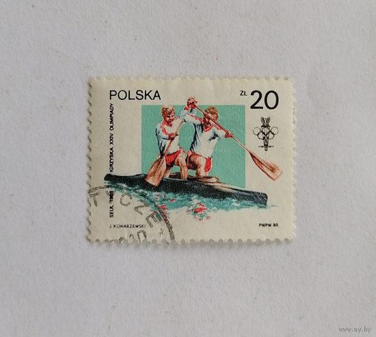 Марка Польша 1988 год. Олимпиада Сеул-1988. Гребля.