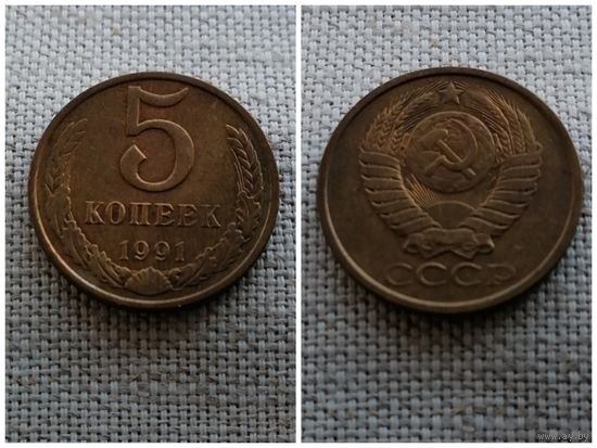 СССР 5 копеек 1991М