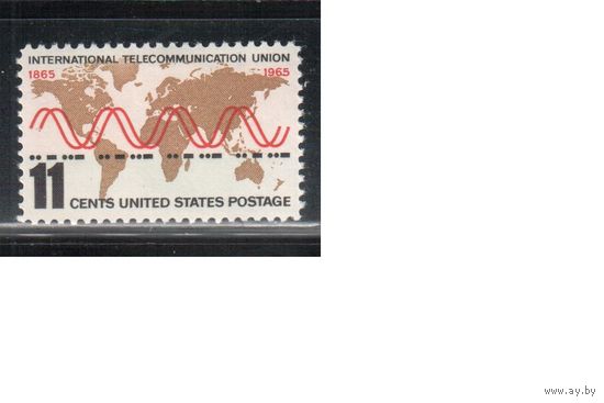США-1965, (Мих.890),  *   , Азбука Морзе, Карта (одиночка)