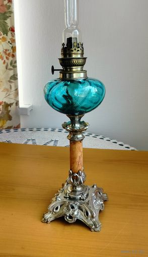 Антикварная керосиновая  лампа Франция Art Nouveau 1890-1910 гг