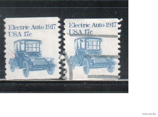 США-1981, (Мих.1492 х+у) , гаш., Стандарт, Автомобили,  (одиночка), 2 типа бумаги (2)