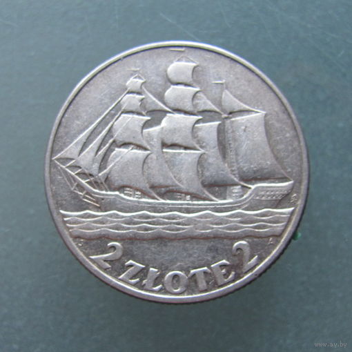 2 злотых 1936, Польша.