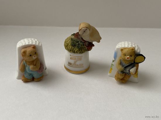 Наперстки с фигурками, 3 шт., фарфор, Англия.
