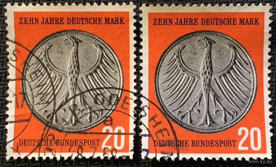 ЦІКАВІЦЬ АБМЕН! 1958, 10-ці годдзе Марке ФРГ, 20 пф