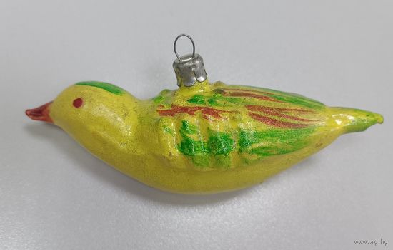 Елочные игрушки, стекло птичка, птица