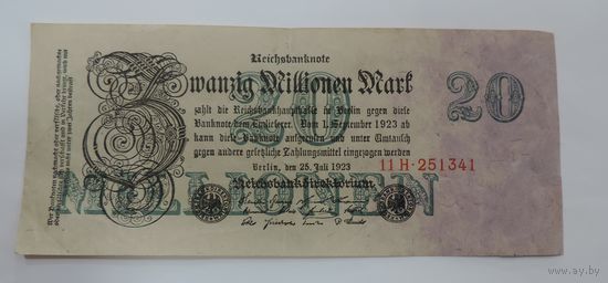 20 миллионов марок 1923 г. Германия.