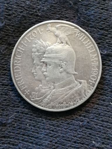 Германия, Германская империя, 2 марки 1901 год ("А" Берлин), 200 лет Пруссии, KM# 525