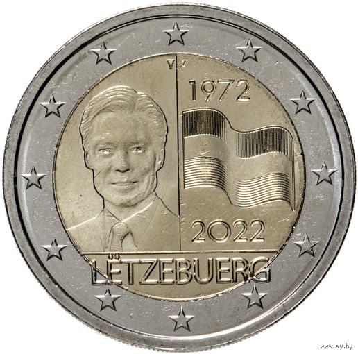 2 Евро Люксембург 2022  50 лет флагу Люксембурга UNC из ролла