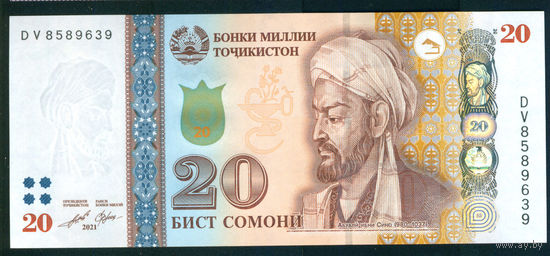 Таджикистан 20 сомони 2021 UNC